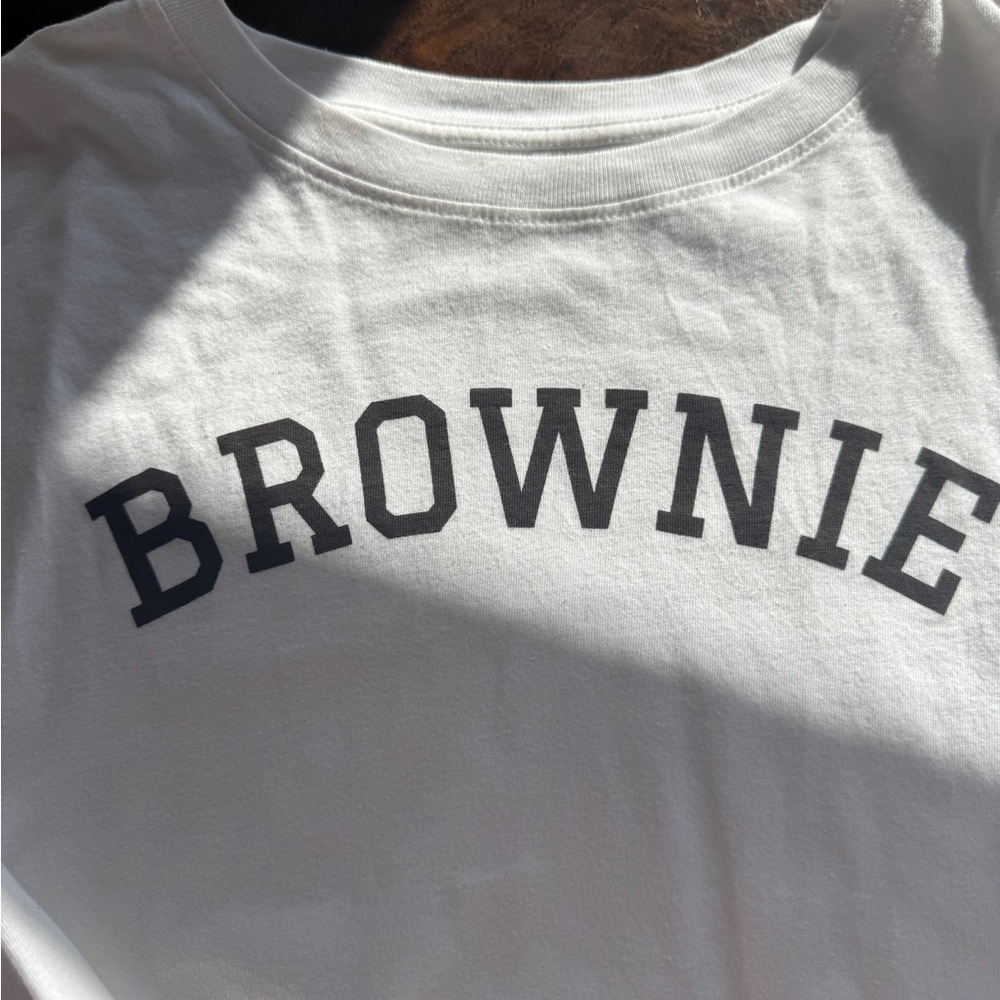 White Long Sleeve Shirt with Brownie Print-Size Medium - Picture 2 of 7